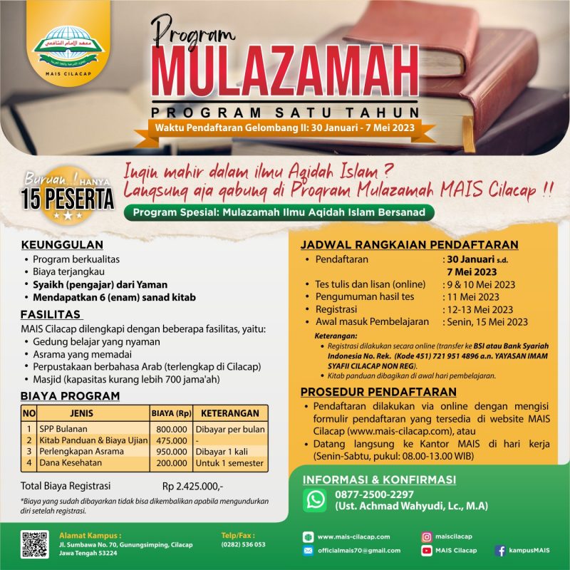 Program Spesial Mulazamah Aqidah Islam Bersanad 2022/2023 Gelombang II